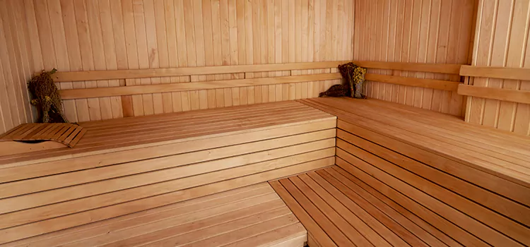 Spruce Wood Sauna Interior Construction in Port Colborne, Ontario